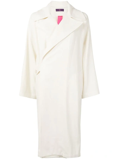 Y's Wrap Around Long-length Coat In White