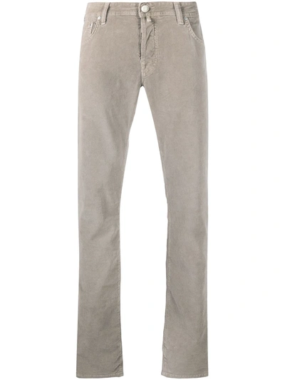 Jacob Cohen Handkerchief-detail Corduroy Trousers In Neutrals