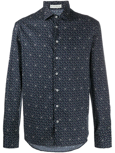 Etro Horseshoe-print Cotton Shirt In Blue