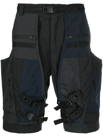 White Mountaineering Multi-pocket Cargo Shorts In Black