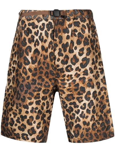 White Mountaineering Leopard-print Loose-fit Shorts In Brown