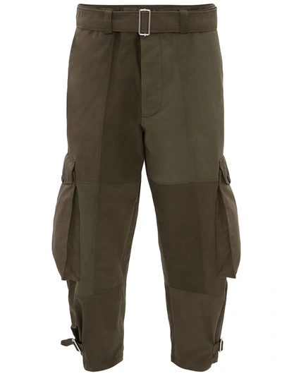 Jw Anderson Patchworked Cotton Tapered-leg Cargo Trousers In Green