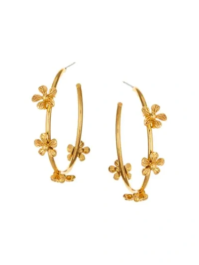 Oscar De La Renta Floral Hoop Earrings In Gold