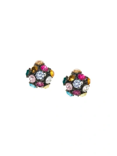Oscar De La Renta Crystal-embellished Stud Earrings In Black