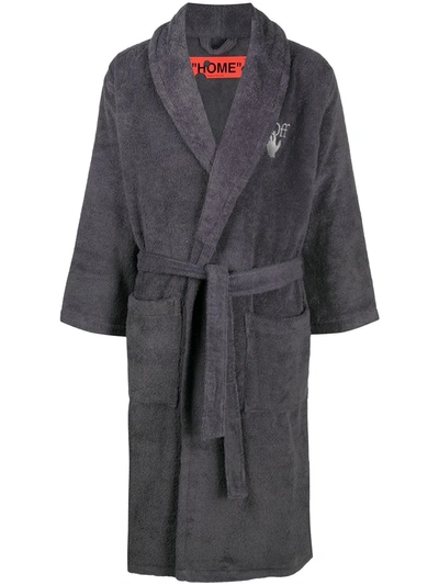 Off-white Arrow Leaves Bathrobe In Grey