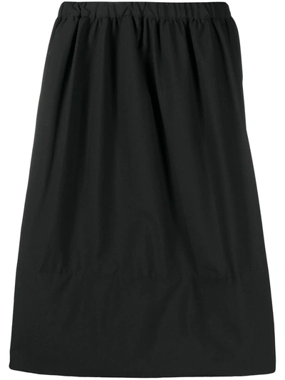 Comme Des Garçons Comme Des Garçons Full Wool Midi Skirt In Black
