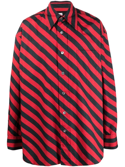 Marni Parallel Striped Oversized Shirt In Red