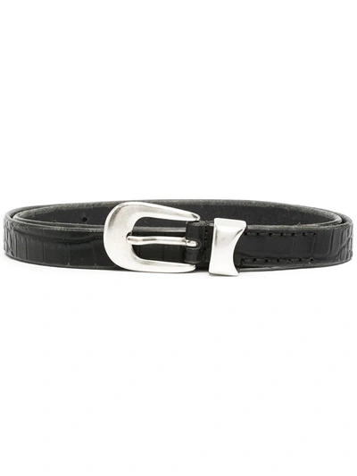 Our Legacy Crocodile-effect Leather Belt In Black