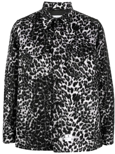 Department 5 Animal Print Button-up Jacket In Black