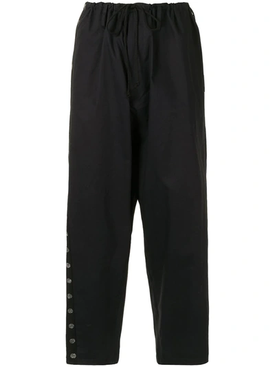 Y's Polka-dot Panel Trousers In Black