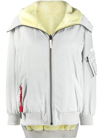 Yves Salomon Reversible Hooded Jacket In Grey