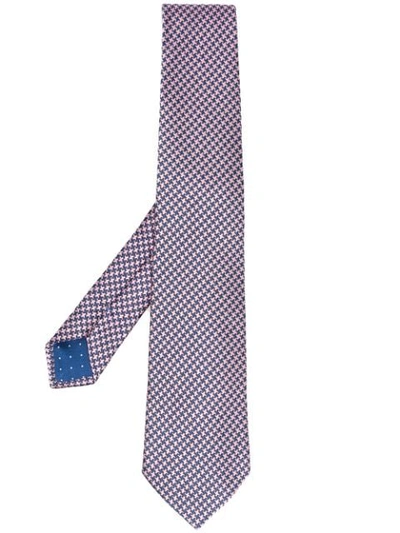 Paul Smith Dogstooth Pattern Silk Tie In Purple