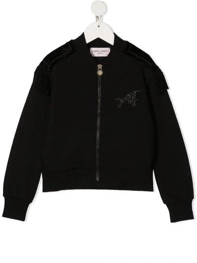 Alberta Ferretti Kids' Epaulette-detail Bomber Jacket In Black