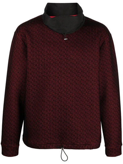 Emporio Armani Herringbone Tweed Sweatshirt In Red