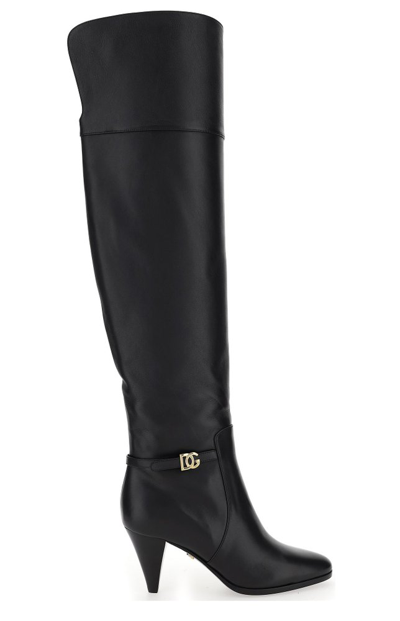 Dolce & Gabbana Dg Buckle Knee-length Boots In Black