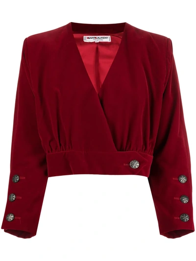 Pre-owned Saint Laurent Velvet Wrap Jacket In Red