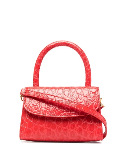 By Far Mini Croco-embossed Tote In Red