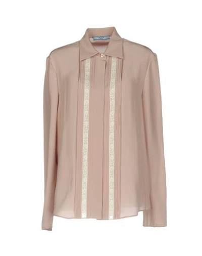 Prada Lace Shirts & Blouses In Pale Pink