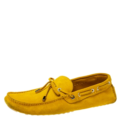 Pre-owned Fendi Yellow Suede Driving Loafers Size 44