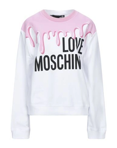 Love Moschino Sweatshirts In White Pink