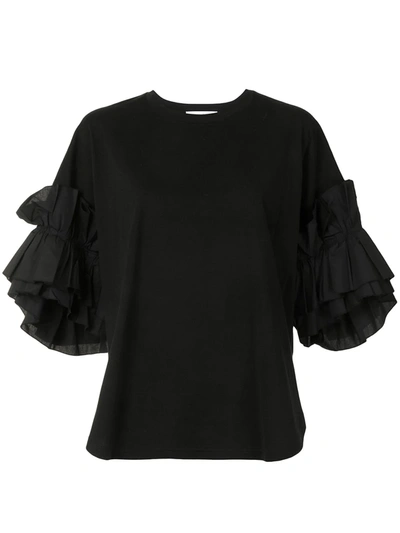 Enföld Ruffled Sleeve T-shirt In Black