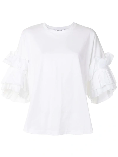 Enföld Ruffled Sleeve T-shirt In White