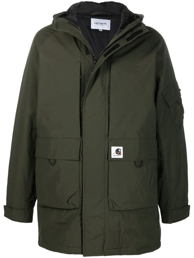 Carhartt Logo Patch Parka Coat In Green