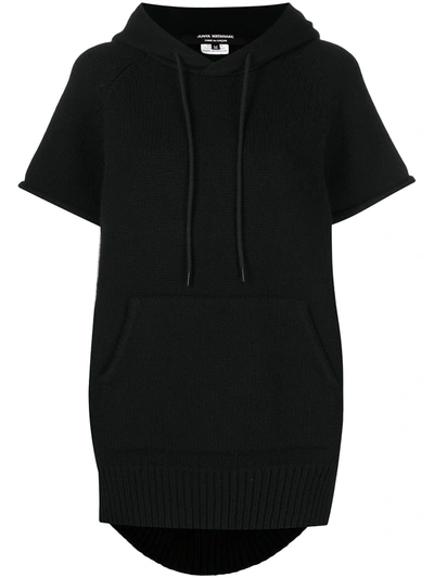 Junya Watanabe Short-sleeve Wool Hoodie In Black