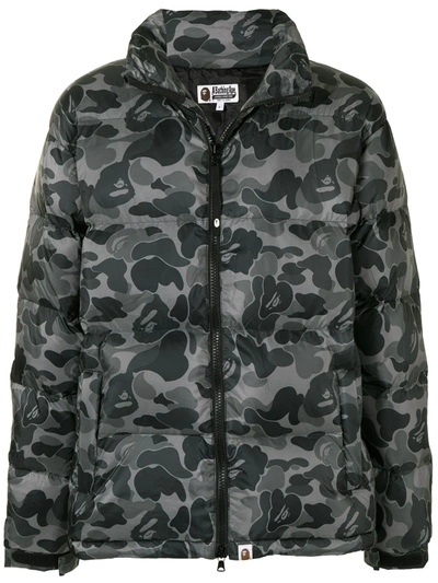 A Bathing Ape Abc Camo-print Puffer Jacket In Grey