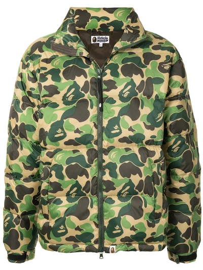 A Bathing Ape Abc Camo-print Puffer Jacket In Green