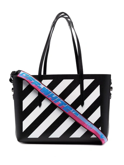 Off-white Diagonal Stripe Binder 购物袋 In Black
