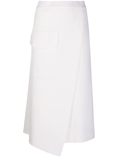 Mrz Ponte-knit Wrap-effect A-line Skirt In White