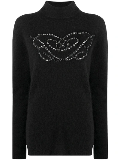 Blumarine Embellished Knitted Jumper In Black