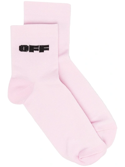 Off-white Intarsia-logo Ankle Socks In Pink