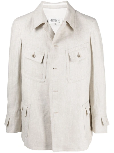 Maison Margiela Single-breasted Shirt Jacket In Beige