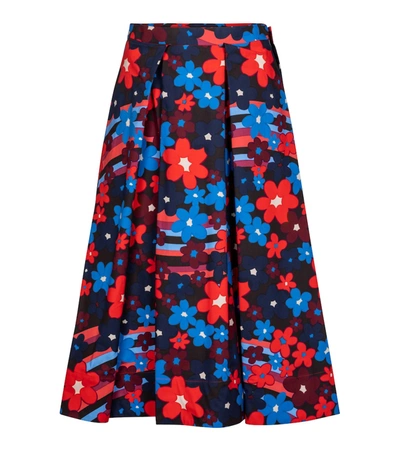 Marni Pleated Floral-print Cotton-poplin Skirt In Multicolour