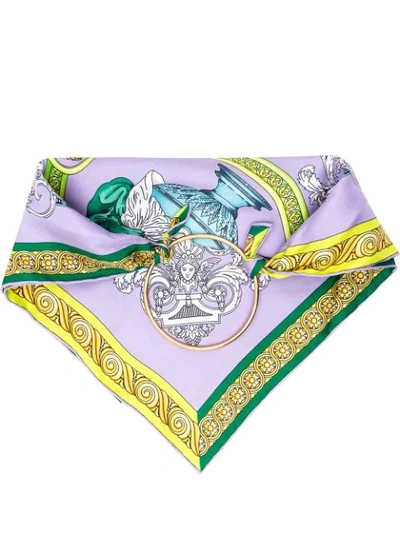 Versace Coupe De Dieux Eternity Ring Scarf In Lilla Verde Acqua