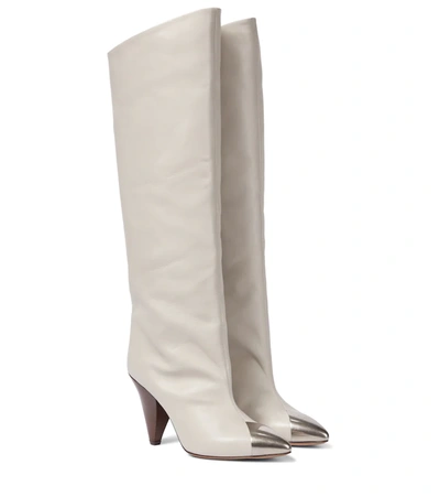 Isabel Marant Loens Slouchy Knee-high Leather Boots In White