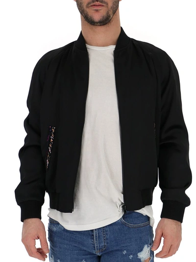 Saint Laurent Varsity Embroidered Jacket In Black