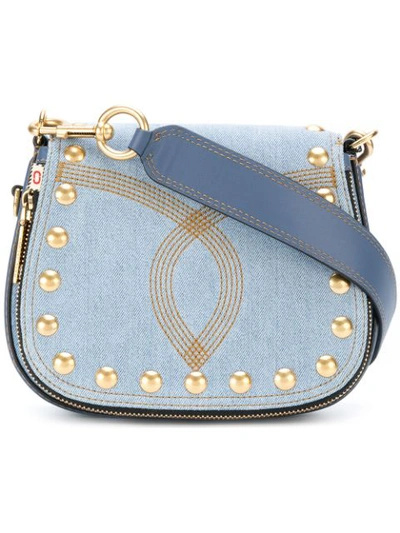 Marc Jacobs Nomad Small Studded Saddle Bag, Denim In Denim/gold