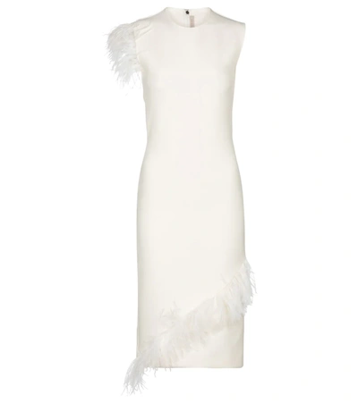 Christopher Kane Feather-trim Sleeveless Midi Dress In White