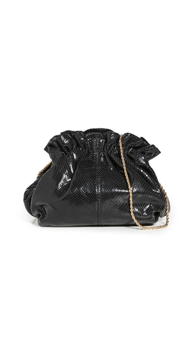 Loeffler Randall Willa Snakeskin Effect Clutch Bag In Black