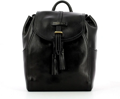The Bridge Handbags Black Florentin Medium Drawstring Backpack In Noir
