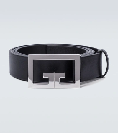 Givenchy 2g Buckle Leather Belt In Black