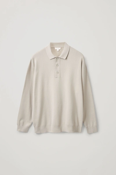 Cos Knitted Long-sleeve Polo Shirt In Brown ModeSens