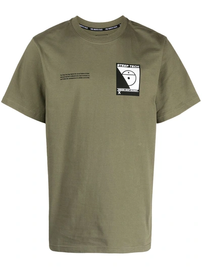 The North Face Steep Tech-print Cotton-jersey T-shirt In Khaki