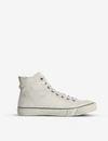 Allsaints Mens Slate Grey Dumont Brand-patch Suede High-top Trainers 7