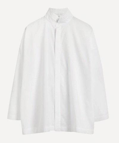 Eskandar Angled Side Seam Cotton Shirt In White