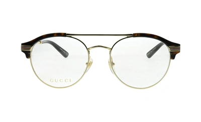 Gucci Gg 0289o 002 Round Eyeglasses In Gold,havana