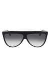 Victoria Beckham 65mm Oversize Gradient Flat Top Sunglasses In Black/ Grey Gradient